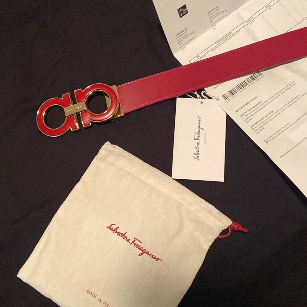 Ferragamo red belt size 95